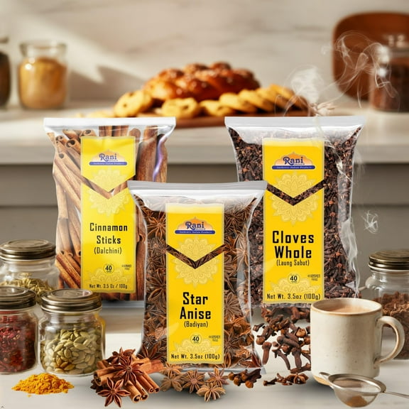 Rani Cinnamon Sticks, Star Anise & Whole Cloves 3.5oz (100g) Pack of 3 ~ Perfect for Baking, Cooking & Beverages ~ All Natural | Gluten Friendly | NON-GMO | Kosher | Vegan | Indian Origin