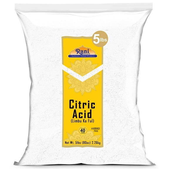 Rani Citric Acid Powder, Food Grade (Limbu Ka Ful) 80oz (5lbs) 2.27kg Bulk ~ Used for Cooking, Bath Bombs, Cleaning | Gluten Friendly | Kosher | Indian Origin
