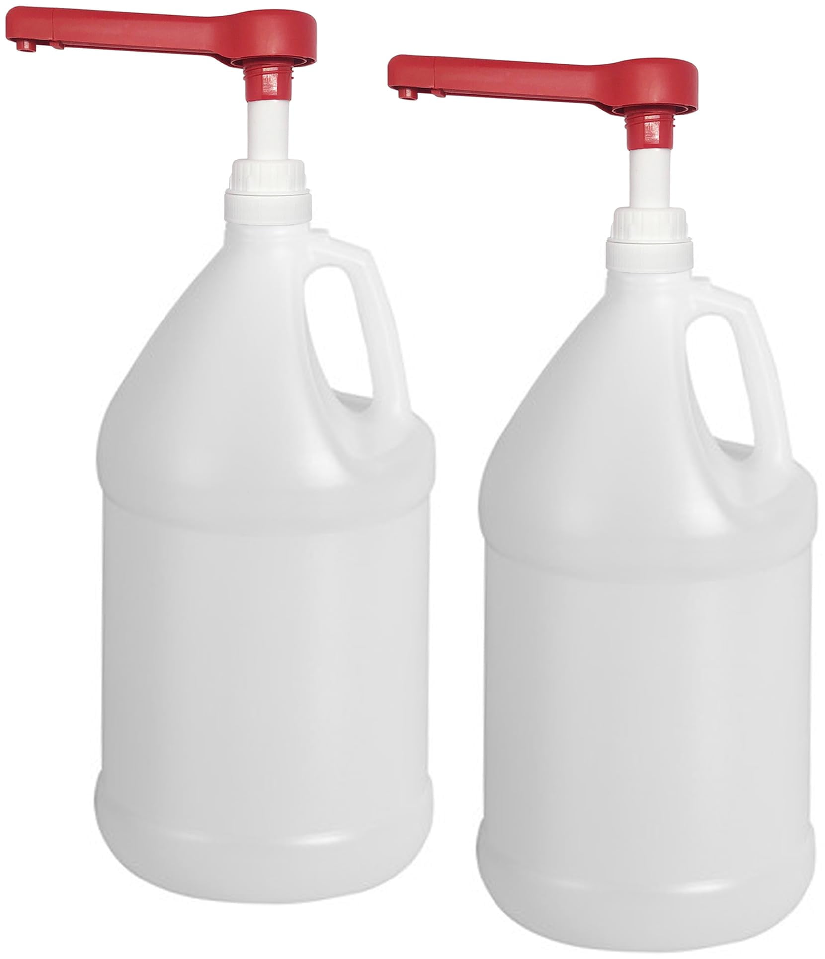 Rani Containers | 1 Gallon HDPE Plastic Jug with Reshipper Box \u0026 Pump Dispenser | Home \u0026 Commercial Use, Containers for Water, Sauces, Food, Soaps, Detergents, Liquids | Made in USA - Pack of 2