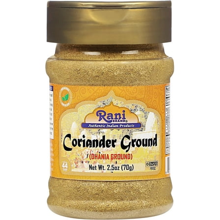 Rani Coriander Ground Powder (Indian Dhania) Spice 2.5oz (70g) PET Jar ~ All Natural | Salt-Free | Vegan | No Colors | Gluten Friendly | NON-GMO | Kosher | Indian Origin