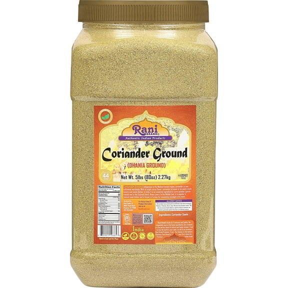 Rani Coriander Ground Powder (Indian Dhania) Spice 80oz (5lbs) 2.27kg Bulk PET Jar ~ All Natural | Salt-Free | Vegan | No Colors | Gluten Friendly | NON-GMO | Indian Origin