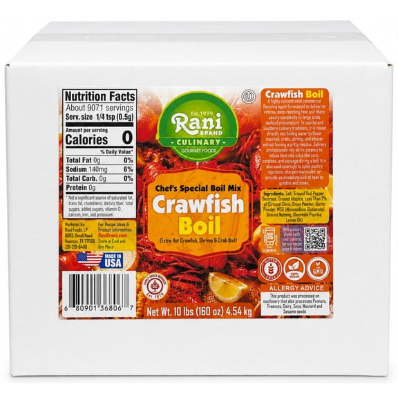 Rani Crawfish Boil (Extra Hot Crawfish, Shrimp & Crab Boil) 160oz (10lbs) 4.54kg Bulk Box ~ Gluten Free | NON-GMO | Kosher | Vegan | Product of USA