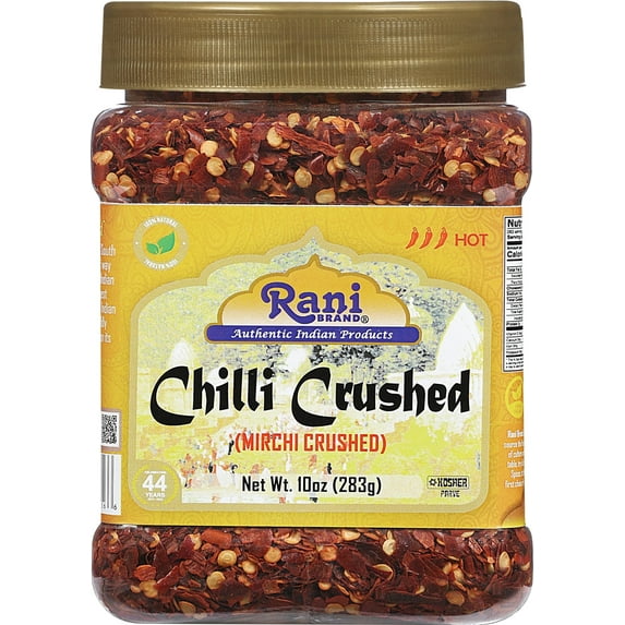 Rani Crushed Red Pepper Flakes Chilli (Pizza Type Cut) 10oz (283g) PET Jar ~ All Natural, No Color added, Gluten Friendly | Vegan | NON-GMO | Kosher | No Salt or fillers