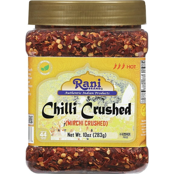 Rani Crushed Red Pepper Flakes Chilli (Pizza Type Cut) 10oz (283g) PET Jar ~ All Natural, No Color added, Gluten Friendly | Vegan | NON-GMO | Kosher | No Salt or fillers