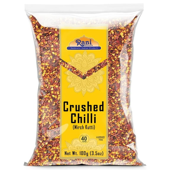 Rani Crushed Red Pepper Flakes Chilli (Pizza Type Cut) 3.5oz (100g) ~ All Natural, No Color added, Gluten Friendly | Vegan | NON-GMO | Kosher | No Salt or fillers