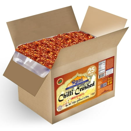 Rani Crushed Red Pepper Flakes Chilli (Pizza Type Cut) 400oz (25lbs) 11.36kg Bulk Box ~ All Natural, No Color added, Gluten Friendly | Vegan | NON-GMO | Kosher | No Salt or fillers