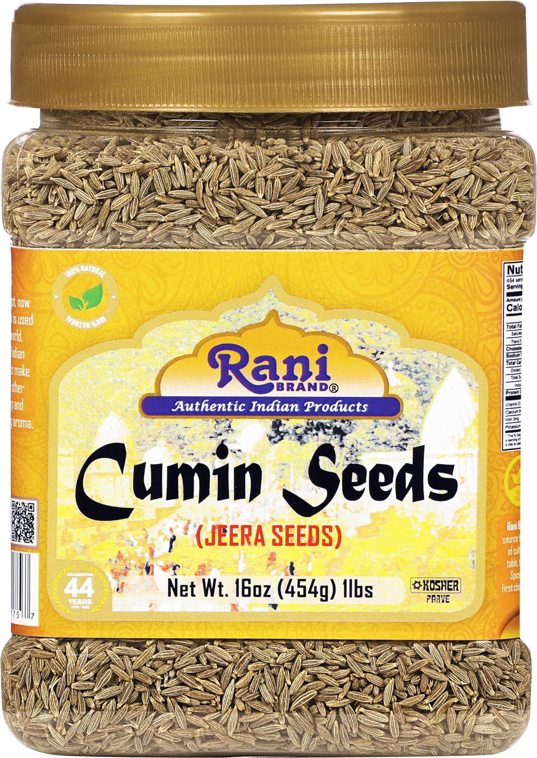 Rani Cumin Seeds Whole (Jeera) Spice 16oz (1lb) 454g PET Jar All