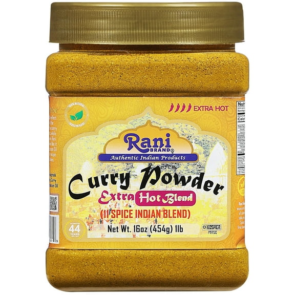 Rani Curry Powder EXTRA HOT (11-Spice Authentic Indian Blend) 16oz (1lb) 454g PET Jar ~ All Natural | Salt-Free | Vegan | No Colors | Gluten Friendly | NON-GMO | Kosher | Indian Origin