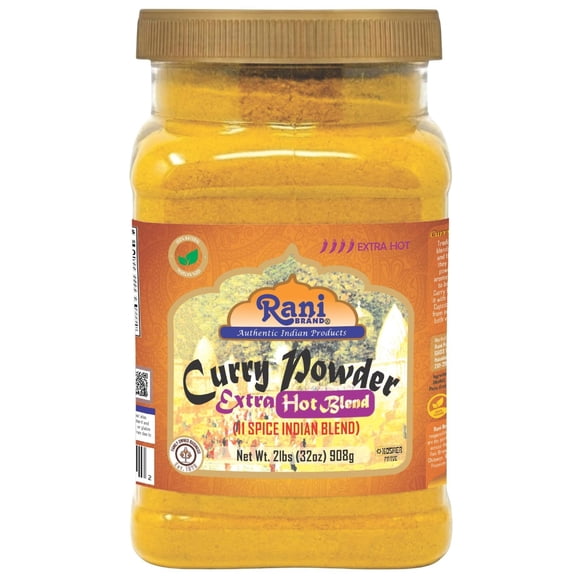 Rani Curry Powder EXTRA HOT (11-Spice Authentic Indian Blend) 32oz (2lbs) 908g PET Jar ~ All Natural | Salt-Free | Vegan | No Colors | Gluten Friendly | NON-GMO | Indian Origin