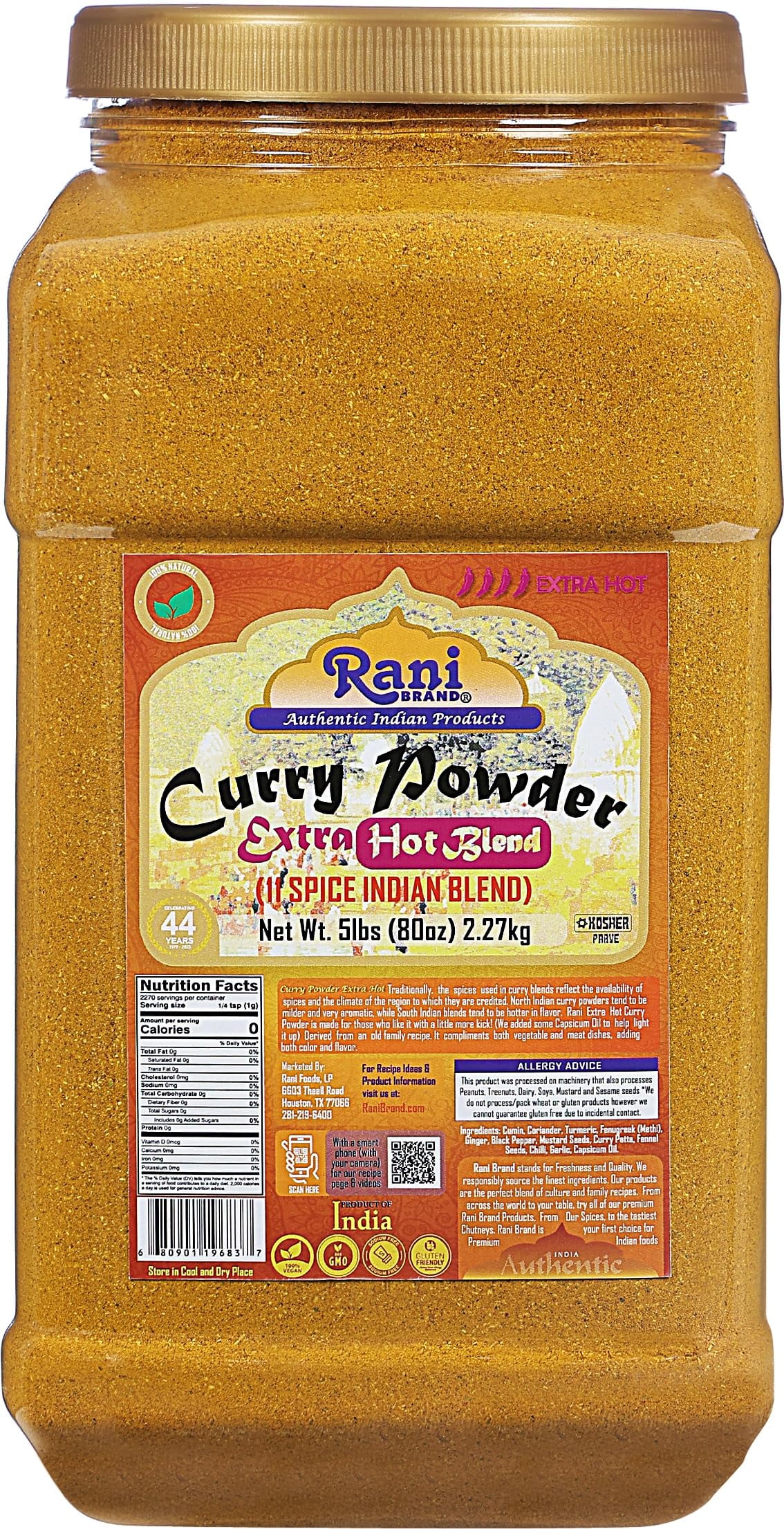 Rani Curry Powder EXTRA HOT (11Spice Authentic Indian Blend) 80oz