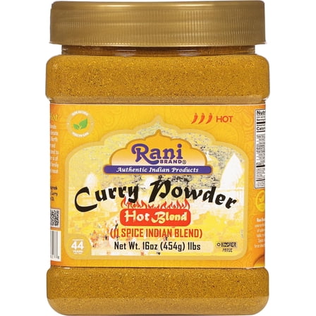 Rani Curry Powder Hot (11-Spice Authentic Indian Blend) 16oz (1lb) 454g PET Jar ~ All Natural | Salt-Free | Vegan | No Colors | Gluten Friendly | NON-GMO | Kosher | Indian Origin