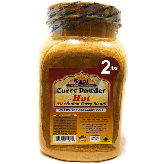Rani Curry Powder Hot (11-Spice Authentic Indian Blend) 32oz (2lbs) 908g PET Jar ~ All Natural | Salt-Free | Vegan | No Colors | Gluten Friendly | NON-GMO | Indian Origin