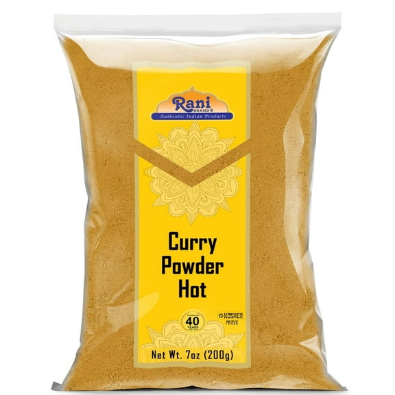 Rani Curry Powder Hot (11-Spice Authentic Indian Blend) 7oz (200g) ~ All Natural | Salt-Free | Vegan | No Colors | Gluten Friendly | NON-GMO | Kosher | Indian Origin