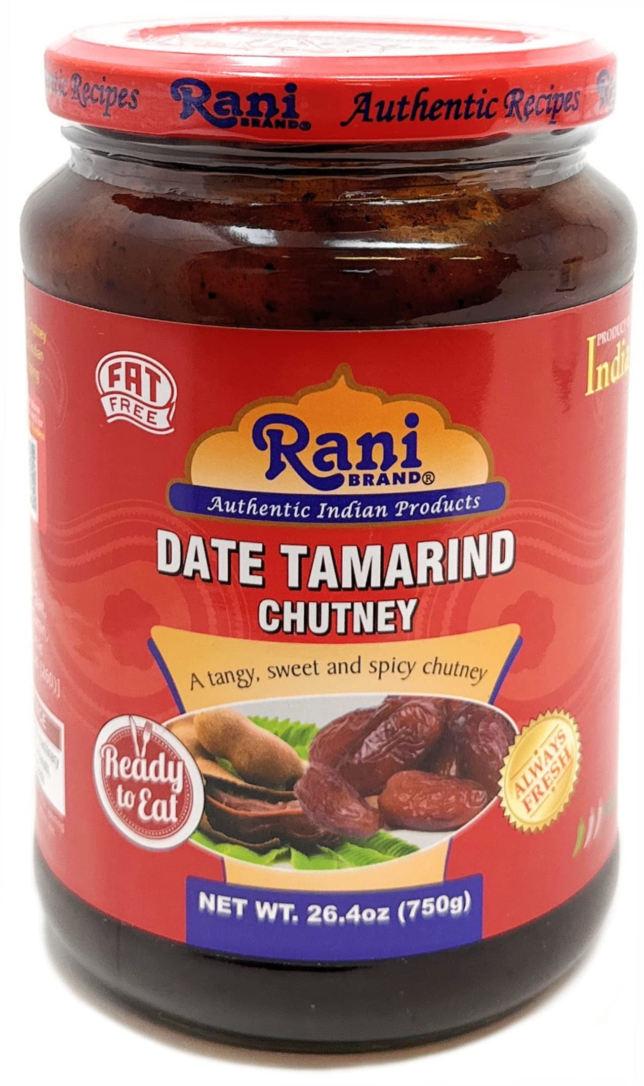Rani Dates & Tamarind (Imli) Chutney 26.5oz (750g) Glass Jar, Ready to