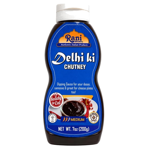 Rani Delhi Ki Chutney (Sweet, Sour & Spicy Dipping Sauce) 7oz (200g) Glass Jar, Ready to eat, Vegan ~ Gluten Free | NON-GMO | No Colors | Indian Origin