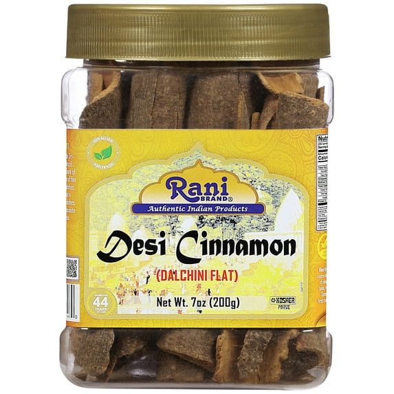 Rani Desi (Dalchini) Flat Cinnamon 7oz (200g) PET Jar ~ All Natural | Vegan | Gluten Friendly | NON-GMO | Kosher | Indian Origin