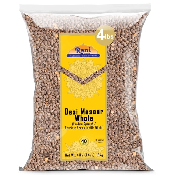 Rani Desi Masoor (Masur) Whole 64oz (4lbs) 1.81kg (aka. Pardina Spanish / American Brown Lentils Whole) ~ All Natural | Vegan | Kosher | Gluten Friendly