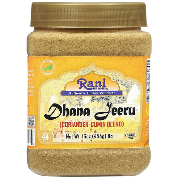 Rani Dhana-Jeeru (Coriander-Cumin Blend 50-50) Powder 16oz (1lb) 454g PET Jar ~ All Natural | Salt Free | Vegan | Gluten Friendly | NON-GMO | Kosher