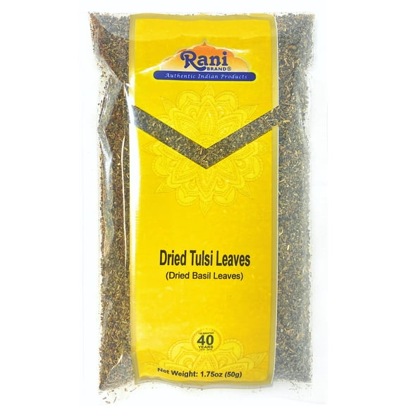 Rani Dried Tulsi (Indian Basil, Holy Basil) Leaves 1.75oz (50g) Used for Beverages & Ayurveda Herbal ~ All Natural | Vegan | Gluten Friendly | Non-GMO | Indian Origin
