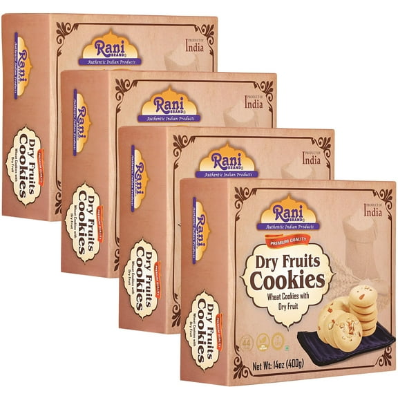 Rani Dry Fruits Cookies (Wheat Cookies with Dry Fruits) 14oz (400g) Pack of 3+1 FREE Indian Cookies ~ All Natural | Vegan | Non-GMO | Indian Origin