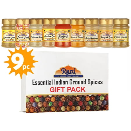 Rani Essential Indian Ground Spices Large 9 Bottle Gift Box Set, Indian Cooking, Makes a Great Gift!