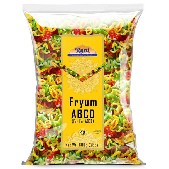 Rani Far Far / Fryums (Wheat & Tapioca Pellet) ABCD Shape 28oz (800g) ~ Vegan, Kosher, Uncooked, Used to Make Papad, Bhungra / Chip Snack