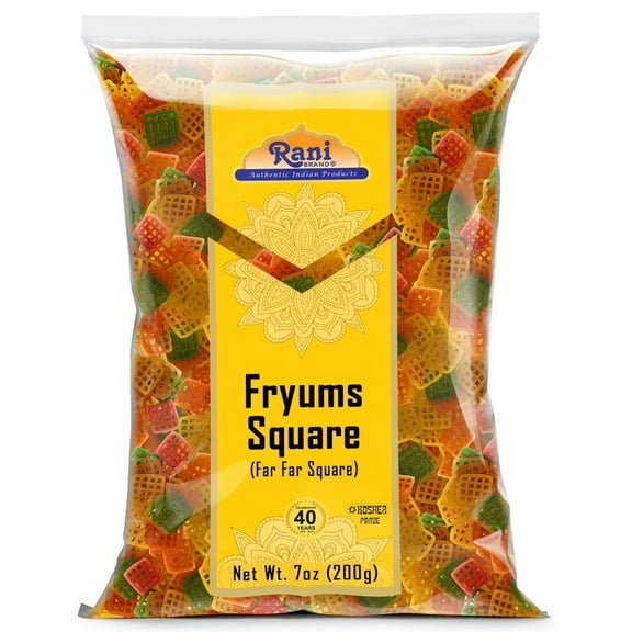 Rani Far Far / Fryums (Wheat & Tapioca Pellet) Square Shape 7oz (200g) ~ Vegan, Kosher, Uncooked, Used to Make Papad, Bhungra / Chip Snack