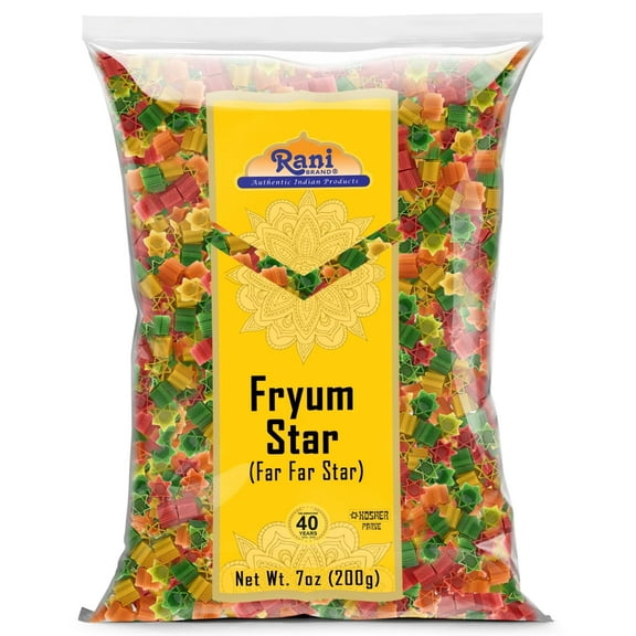 Rani Far Far / Fryums (Wheat & Tapioca Pellet) Star Shape 7oz (200g) ~ Vegan, Kosher, Uncooked, Used to Make Papad, Bhungra / Chip Snack