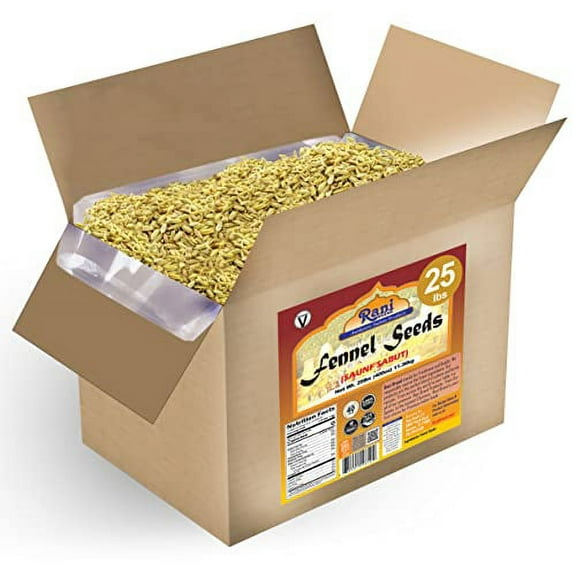 Rani Fennel Seeds (Saunf Sabut) Whole Spice 400oz (25lbs) 11.36kg Bulk Box ~ All Natural | Gluten Friendly | NON-GMO | Vegan | Indian Origin