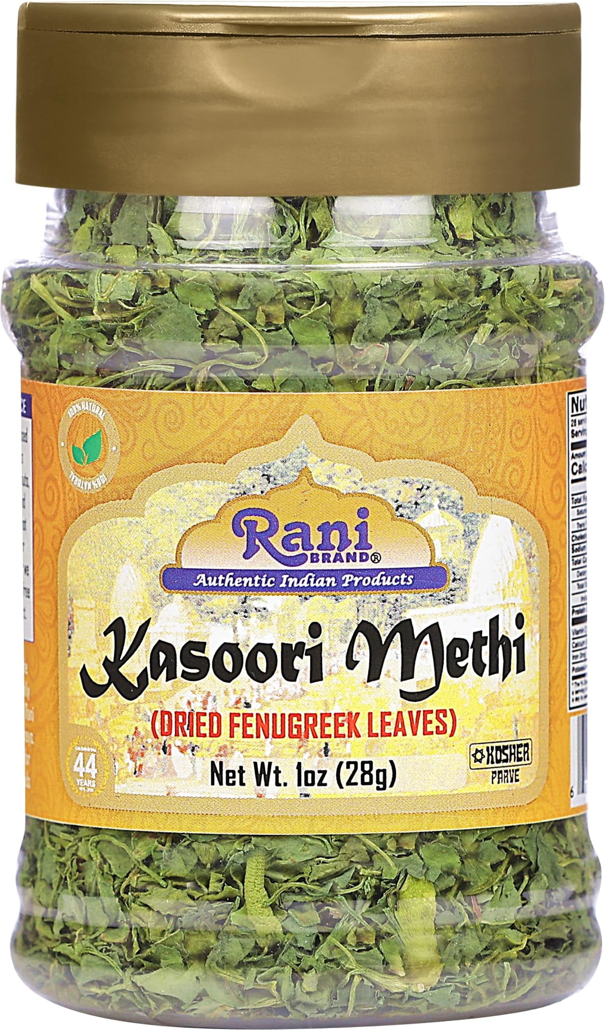 Rani Fenugreek Leaves Dried (Kasoori Methi) 1oz (28g) PET Jar All