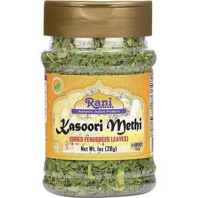 Rani Fenugreek Leaves Dried (Kasoori Methi) 1oz (28g) PET Jar ~ All Natural | Vegan | Gluten Friendly | NON-GMO | Kosher | Indian Origin