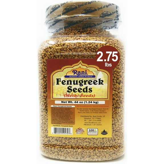 Rani Fenugreek (Methi) Seeds Whole 44oz (2.75lbs) 1.24kg Bulk PET Jar, Trigonella foenum graecum ~ All Natural | Vegan | Gluten Friendly | Non-GMO | Indian Origin, used in cooking & Ayurvedic spice