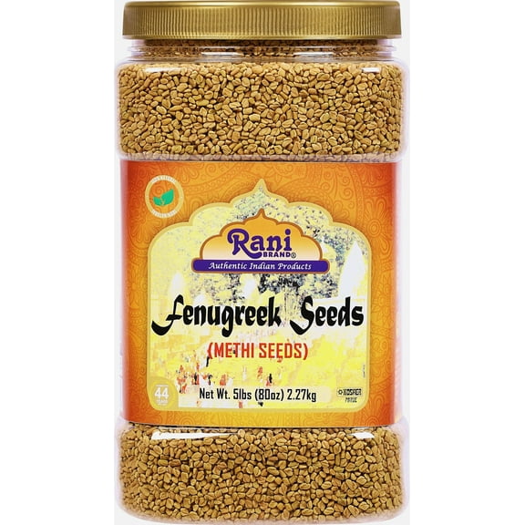 Rani Fenugreek (Methi) Seeds Whole 80oz (5lbs) 2.27kg Bulk PET Jar, Trigonella foenum graecum ~ All Natural | Vegan | Gluten Friendly | Non-GMO | Kosher | Indian Origin, used in cooking & Ayurvedic