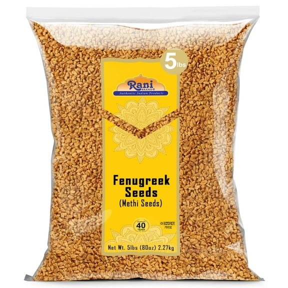 Rani Fenugreek (Methi) Seeds Whole, 80oz (5lbs) 2.27kg, Bulk, Trigonella Foenum Graecum ~ All Natural | Vegan | Gluten Friendly | Non-GMO | Kosher | Indian Origin, used in cooking & Ayurvedic spice