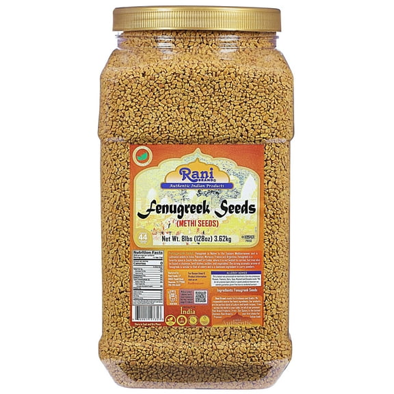 Rani Fenugreek (Methi) Seeds Whole 8lbs (128oz) 3.62kg Trigonella foenum graecum ~ Bulk Pack (Pet Jar) | Gluten Friendly | Non-GMO | Kosher | Indian Origin (used in cooking & Ayurvedic spice)