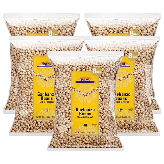 Rani Garbanzo Beans (Kabuli Chana) 128oz (8lbs) 3.63kg x Pack of 5 (Total of 40lbs) Bulk ~ All Natural | Vegan | Gluten Friendly | NON-GMO | Kosher | Indian Origin