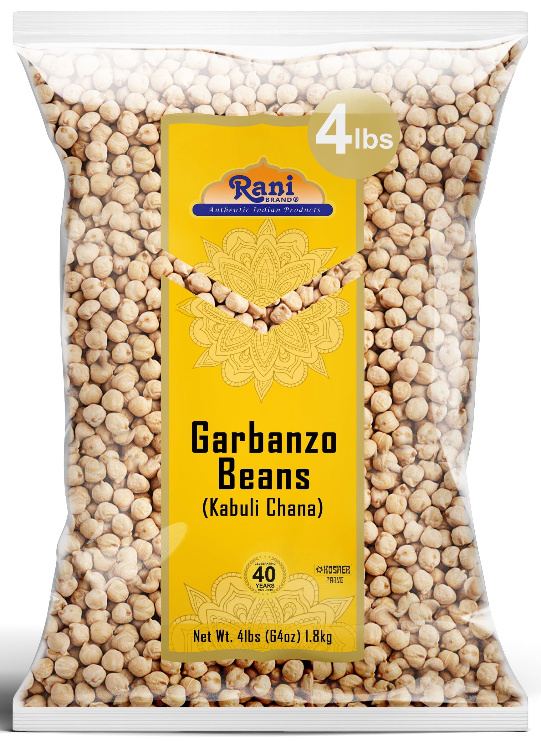 Rani Garbanzo Beans (Kabuli Chana) 64oz (4lbs) 1.81kg ~ All Natural | Vegan | Gluten Friendly | NON-GMO | Kosher | Indian Origin