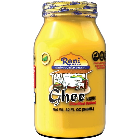 Rani Ghee Pure & Natural from Grass Fed Cows (Clarified Butter) 2lbs (32oz) ~ Glass Jar | Paleo Friendly | Keto Friendly | Gluten Free | Kosher | Product of USA