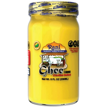 Rani Ghee Pure & Natural from Grass Fed Cows (Clarified Butter) 8oz (227g) ~ Glass Jar | Paleo Friendly | Keto Friendly | Gluten Friendly | Kosher | Product of USA