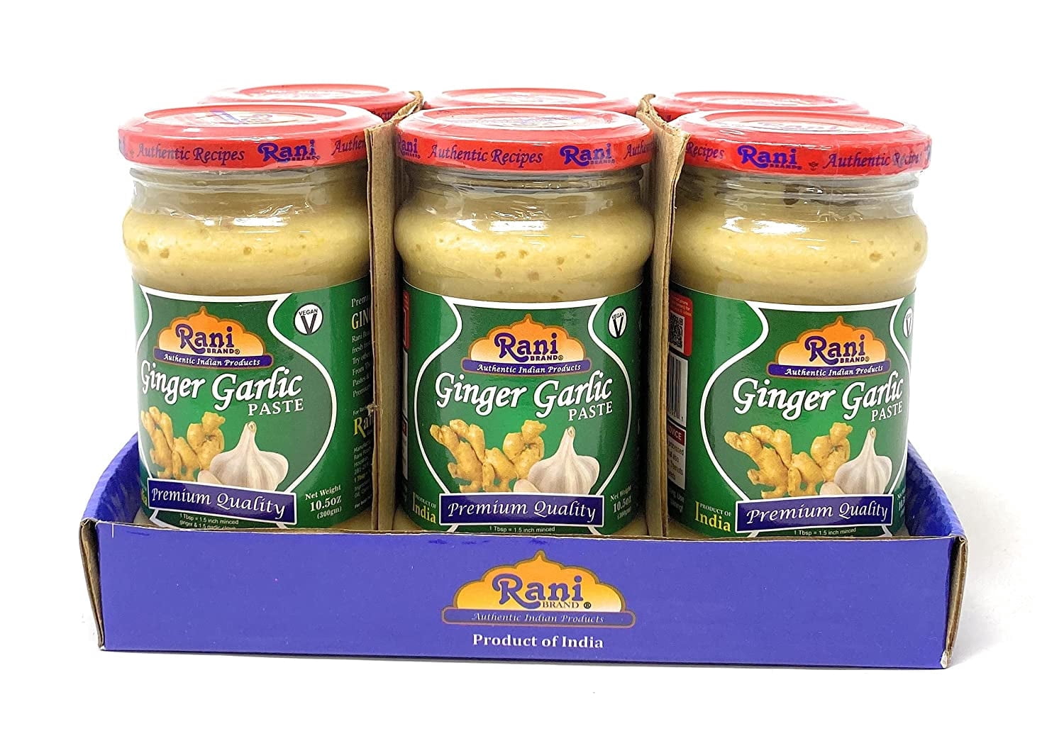 Rani Ginger-Garlic Cooking Paste 10.58oz (300g) ~ Pack of 6 ~ Vegan | Glass Jar | Gluten Free | NON-GMO | No Colors | Indian Origin