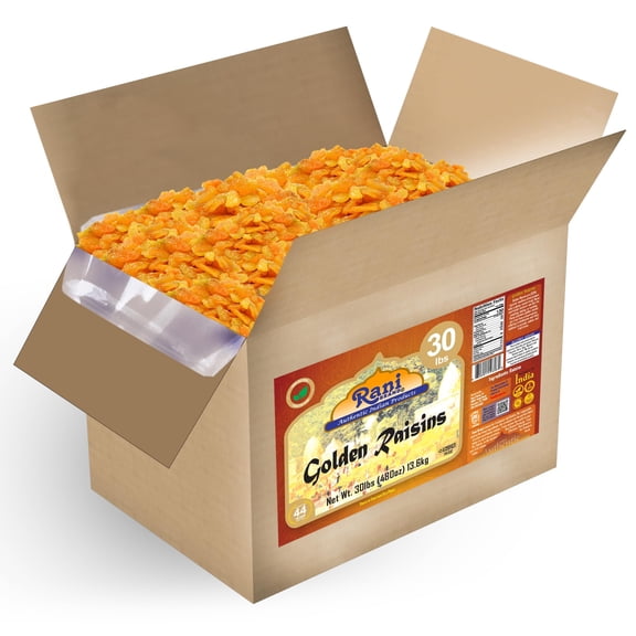 Rani Golden Raisins 480oz (30lbs) 13.6kg Bulk Box ~ All Natural | Gluten Friendly | NON-GMO | Kosher | Vegan | Product of USA