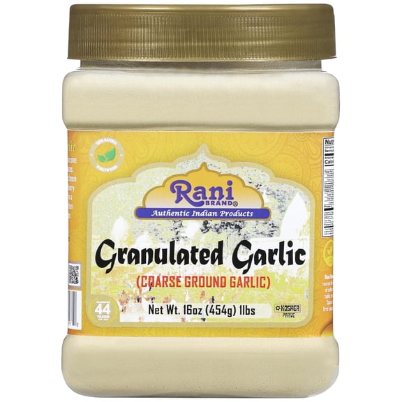 Rani Granulated Garlic (Coarse Ground Garlic) 16oz (1lb) 454g PET Jar ~ All Natural | Gluten Friendly | Vegan | NON-GMO | Kosher | No Salt or fillers