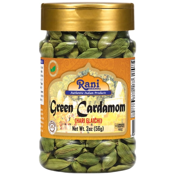 Rani Green Cardamom Pods Spice (Hari Elachi) 2oz (56g) PET Jar ~ All Natural | Vegan | Gluten Friendly | NON-GMO | Kosher | Product of India