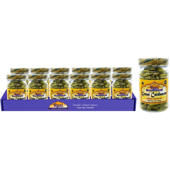 Rani Green Cardamom Pods Spice (Hari Elachi) 2oz (56g) PET Jar, Pack of 12 ~ All Natural | Vegan | Gluten Friendly | NON-GMO | Product of India