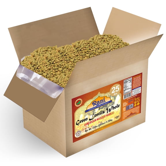 Rani Green Lentils Whole 400oz (25lbs) 11.36kg Bulk Box ~ All Natural | Vegan | Gluten Friendly | Non-GMO | Kosher | Product of USA