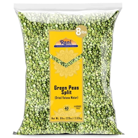 Rani Green Peas Split, Dried (Vatana, Matar) 128oz (8lbs) 3.63kg Bulk ~ All Natural | Vegan | Kosher | Gluten Friendly | Product of USA