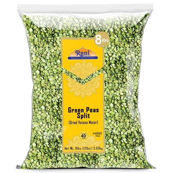 Rani Green Peas Split, Dried (Vatana, Matar) 128oz (8lbs) 3.63kg Bulk ~ All Natural | Vegan | Kosher | Gluten Friendly | Product of USA