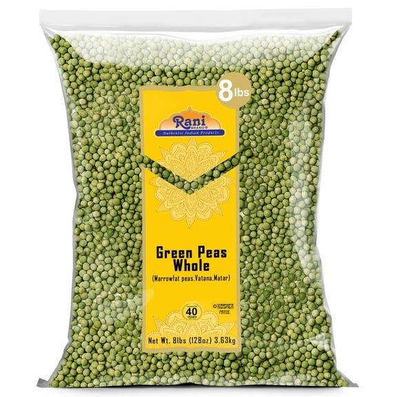 Rani Green Peas Whole, Dried (Marrowfat Peas, Vatana, Matar) 128oz (8lbs) 3.63kg Bulk ~ All Natural | Vegan | Kosher | Gluten Friendly | Product of USA