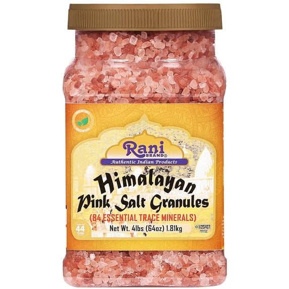 Rani Himalayan Pink Salt Granules (84 Essential Trace Minerals) 64oz (4lbs) 1.81kg PET Jar ~ All Natural | Vegan | Gluten Friendly | NON-GMO | Kosher | Indian Origin