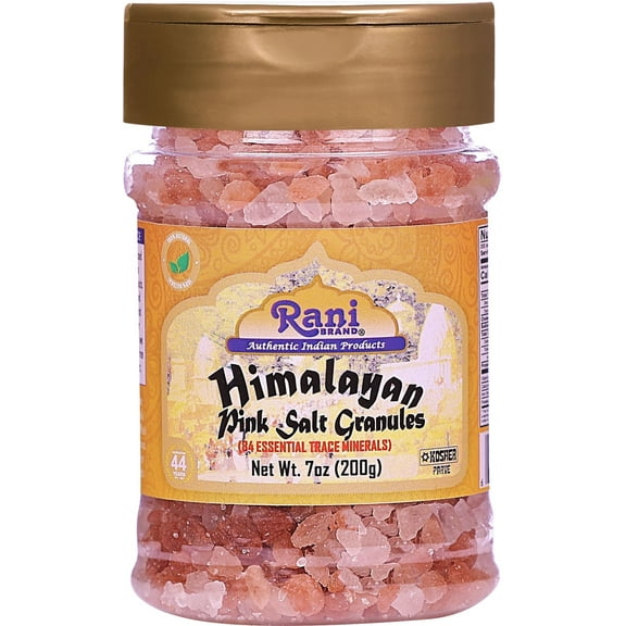 Rani Himalayan Pink Salt Granules (84 Essential Trace Minerals) 7oz (200g) PET Jar ~ All Natural | Vegan | Gluten Friendly | NON-GMO | Kosher | Indian Origin